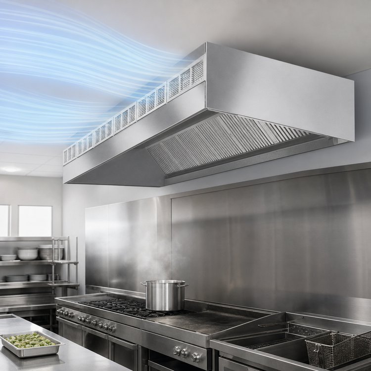 Product image #3 for Eagle SpecAir HEF96-132 Wall Type Front Discharge Make-Up Air Exhaust Hood, 132" Wide