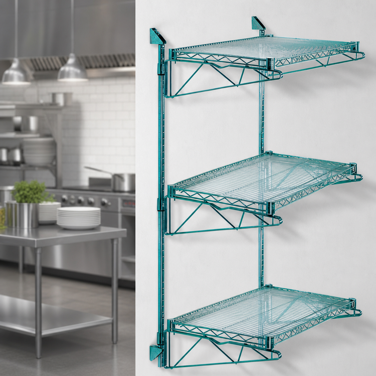 Product image #3 for Quantum Wall-Mount Cantilever Starter Shelving Unit with 3 Wire Shelves