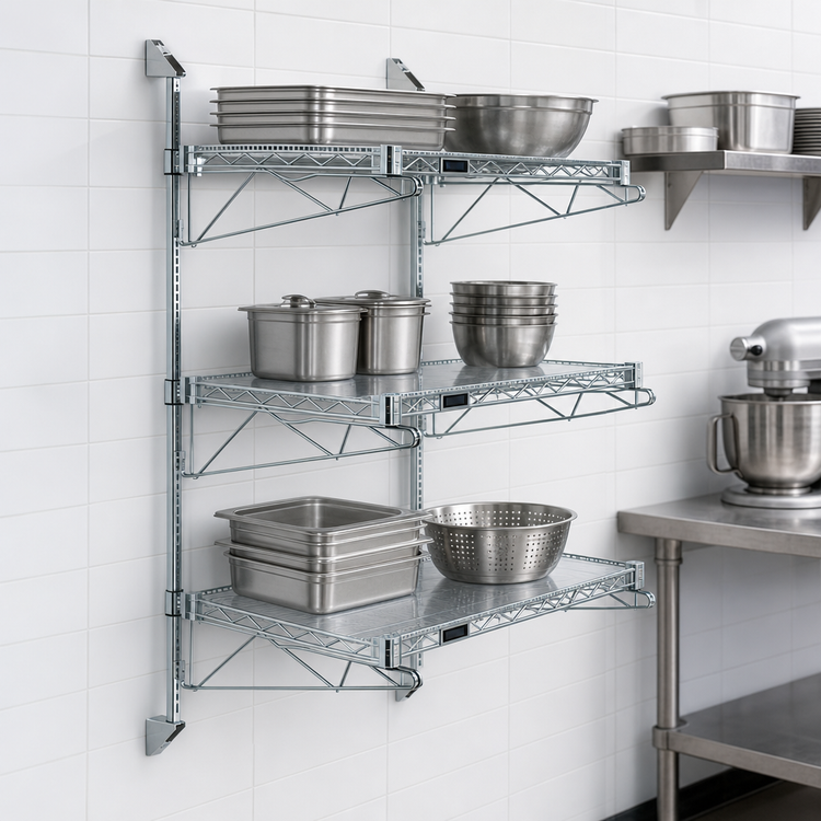 Product image #3 for Quantum Cantilever Wall-Mount Starter Shelving Unit with 3 Wire Shelves