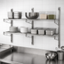 Thumbnail image #3 for Advance Tabco Special Value Series 2-Tier Adjustable Wall-Mount Wire Shelving Post & Bracket Kit for 14-Inch Deep Shelves