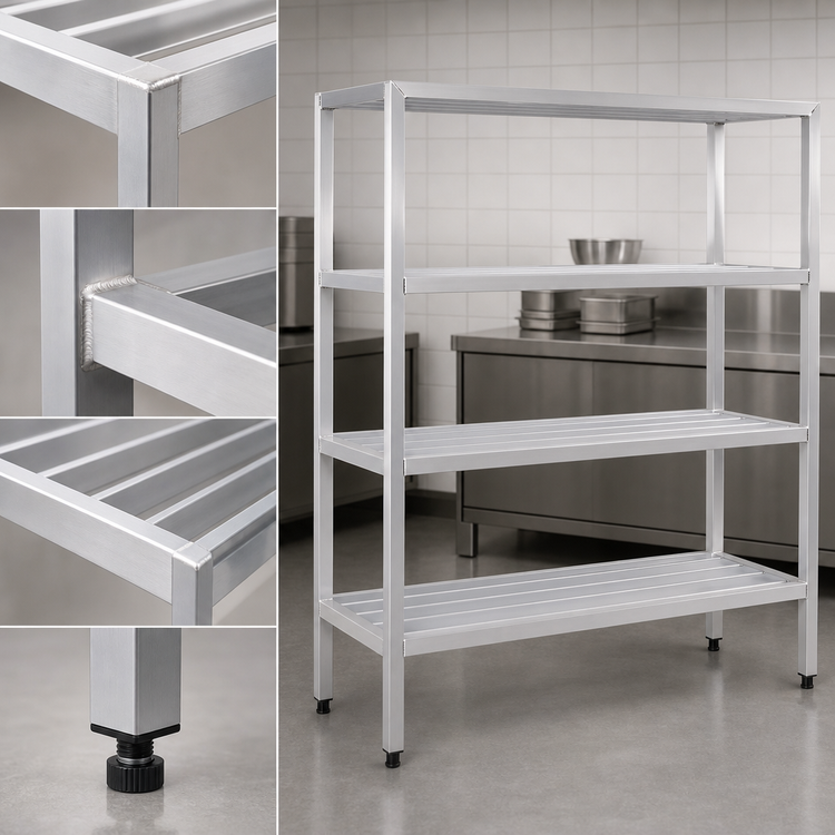 Product image #3 for New Age H.D. Series Heavy-Duty Aluminum 4-Shelf Shelving Unit, 42W x 24D x 72H