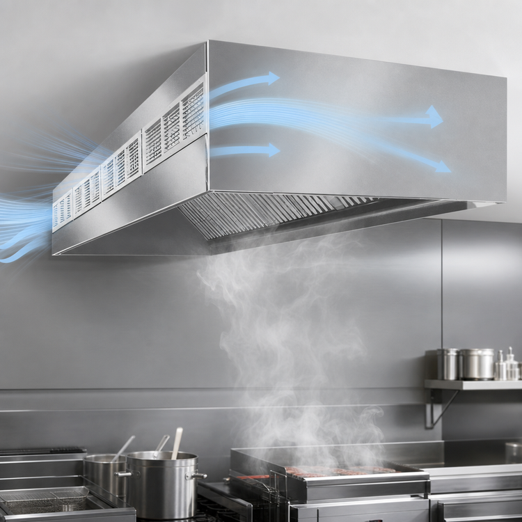 Product image #3 for SpecAir HEF96-60 Wall Type Front Discharge Make-Up Air Exhaust Hood, 60"W