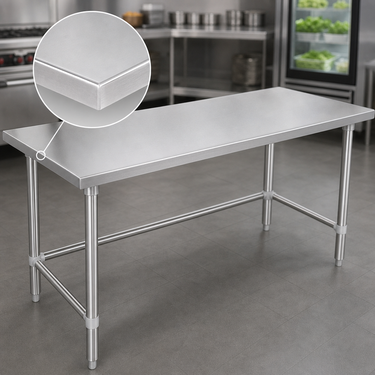Product image #3 for John Boos Stallion 120-Inch x 24-Inch Stainless Steel Flat Top Work Table with Safety Edge