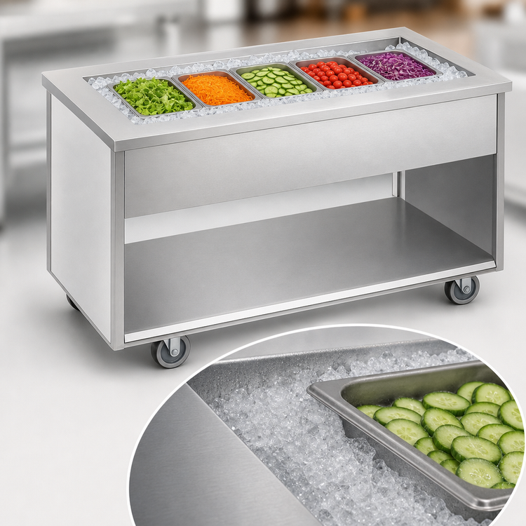 Product image #3 for Randell Custom & Serving IC-5S Mobile Iced Cold Food Table, 5-Pan Capacity