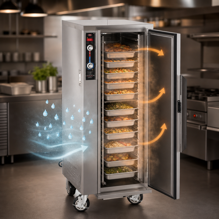 Product image #3 for FWE MT-1220-15 Mobile Moisture-Temp Heated Holding Cabinet, 15 Full-Size Pan Capacity, Stainless Steel