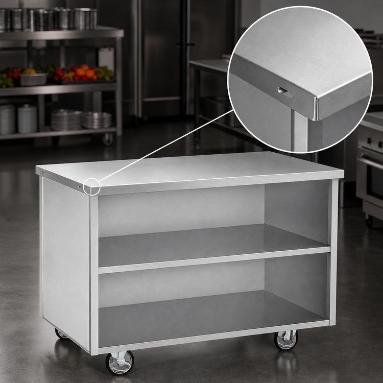 Product image #3 for Randell Custom & Serving 86-Inch Mobile Modular Utility Station with Open Cabinet Base and 16-Gauge Stainless Steel Top