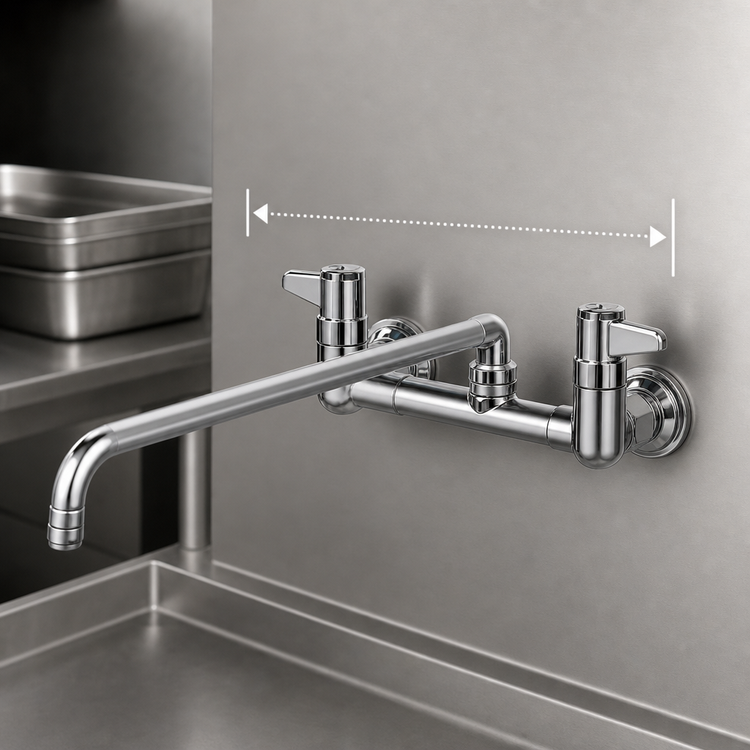 Product image #3 for Equip 8-Inch Center Wall-Mount Mixing Faucet with 16-Inch Swivel Nozzle