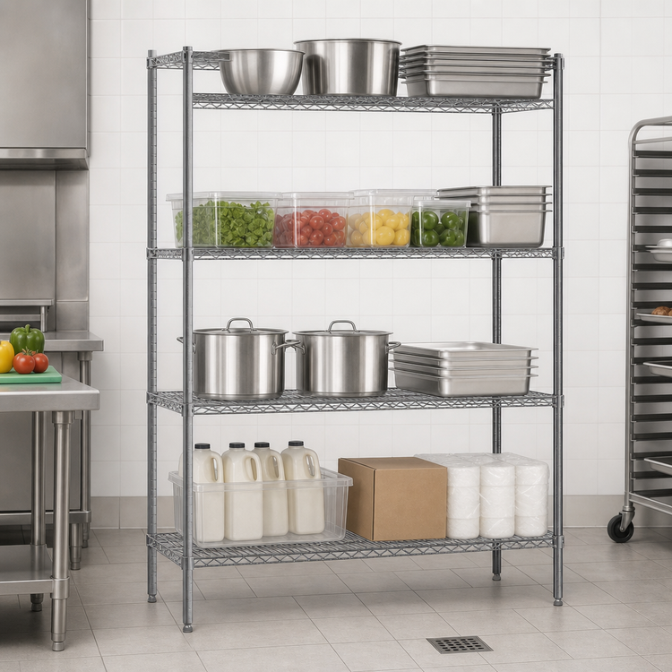 Product image #3 for Eagle Red-i-Pak 4-Tier Wire Shelving Unit, 60W x 24D x 63H, Stationary, Pewter Gray Epoxy Finish