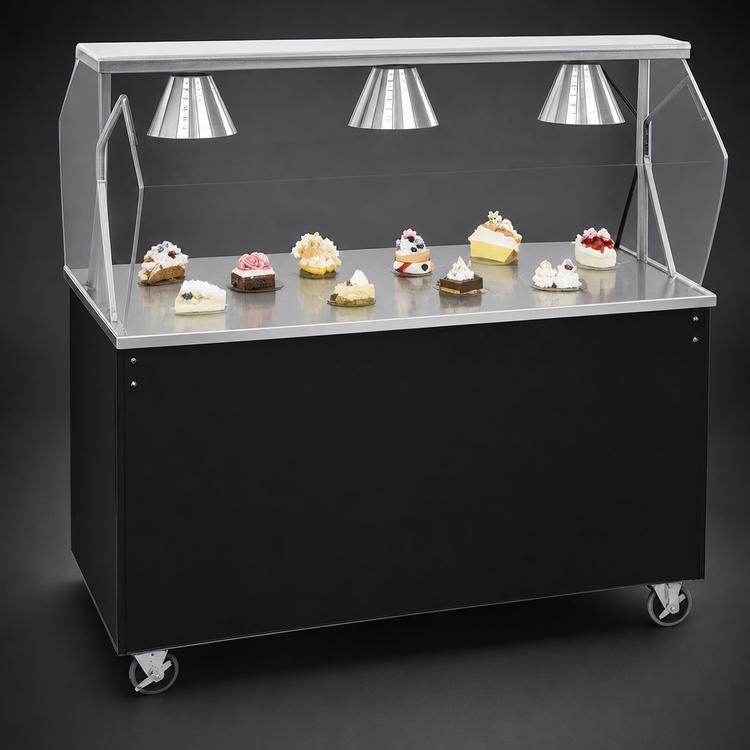 Product image #3 for Vollrath 2-Series Affordable Portable 46-Inch Mobile Utility Station with Buffet Breath Guard and Lights