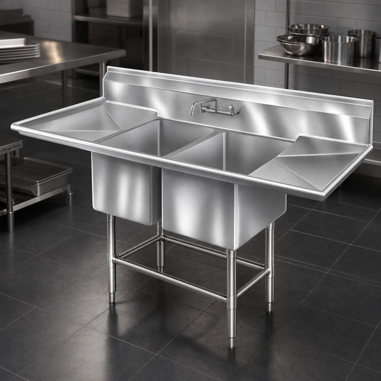 Product image #3 for Eagle Spec-Master FN Series 2-Compartment Coved Corner Sink, 39 x 27 Inches, Stainless Steel
