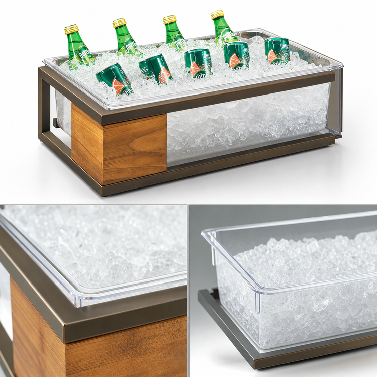 Product image #3 for Sierra Complete Ice Housing with Clear Polycarbonate Pan Insert, Rustic Pine, Bronze Metal Frame