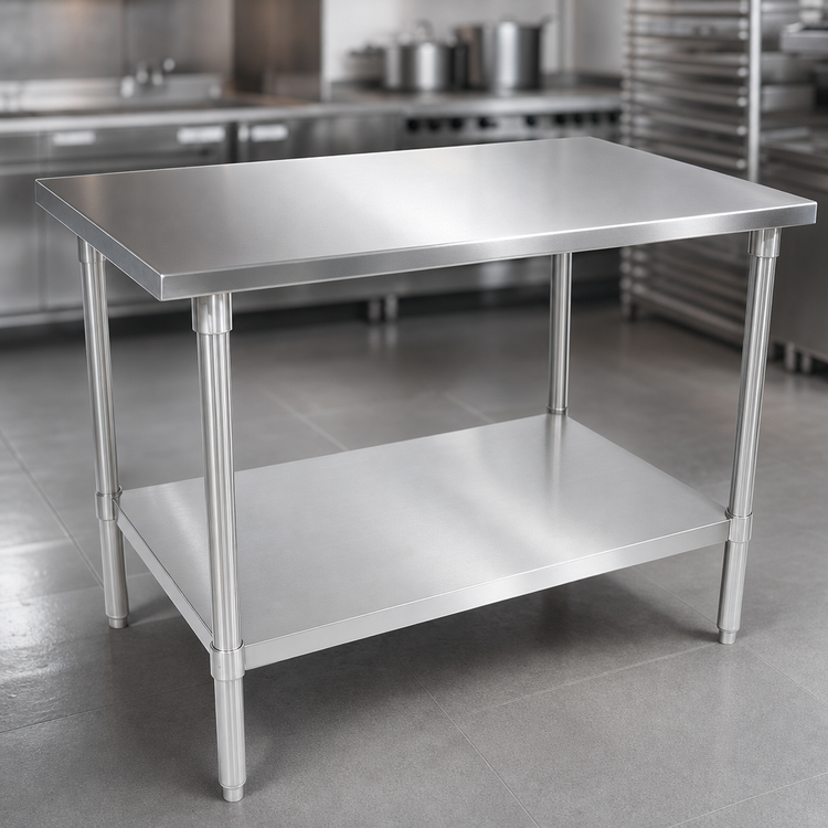 Product image #3 for John Boos 144" x 48" 16-Gauge Stainless Steel Top Work Table with Adjustable Undershelf