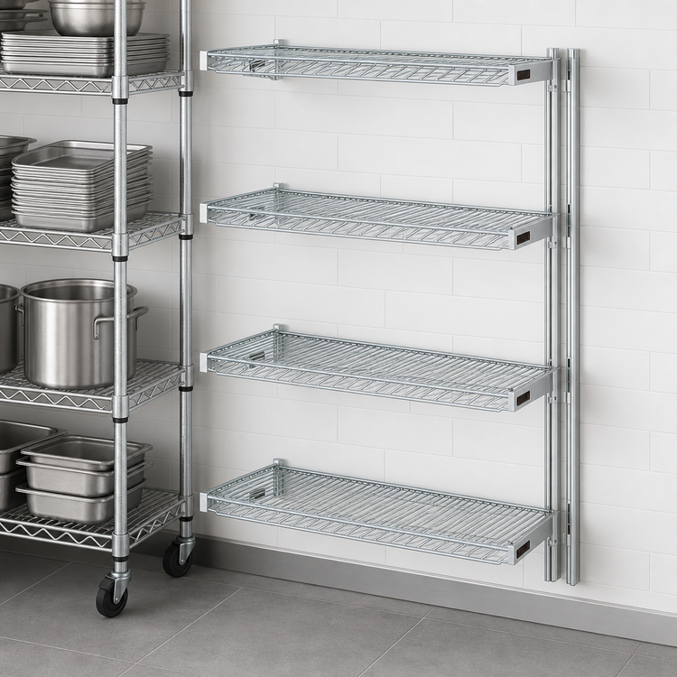 Product image #3 for EAGLEbrite 4-Tier Add-On Wire Shelving Unit, 30W x 21D x 63H, Zinc Finish