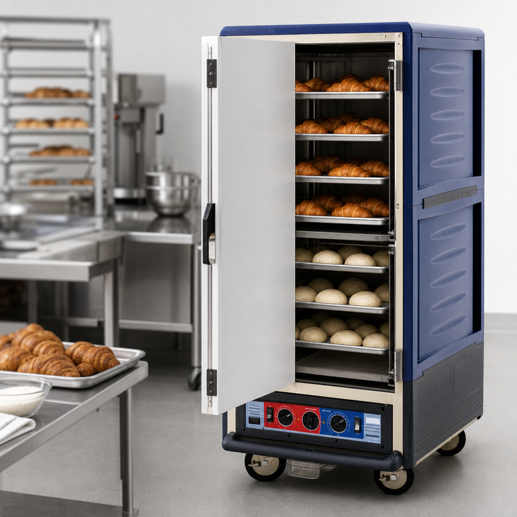 Product image #3 for Metro C5 3 Series Mobile 3/4 Height Combination Heated Holding and Proofing Cabinet with Full-Length Solid Doors, Lip Load Slides, and Blue Insulation Armour