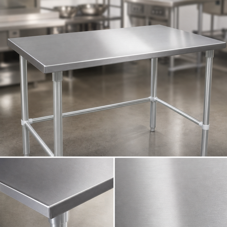 Product image #3 for John Boos Stallion 48 x 36 Inch 14-Gauge Stainless Steel Flat Top Work Table with Galvanized Base and Safety Edge