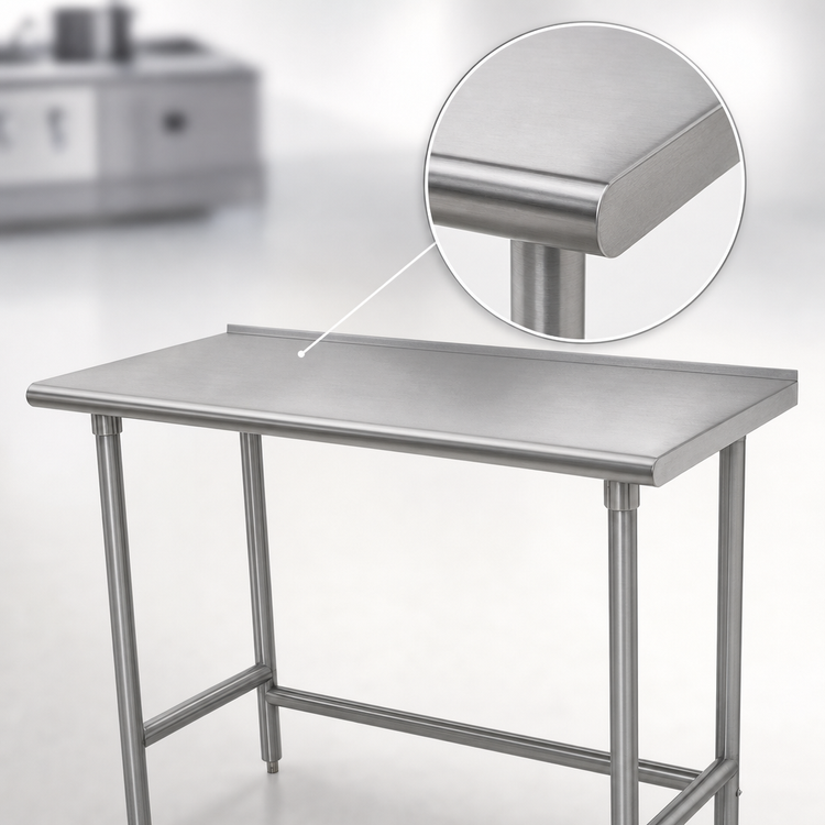Product image #3 for Advance Tabco 60" x 30" 14 Gauge 304 Stainless Steel Open Base Work Table with 1-1/2" Rear Splash
