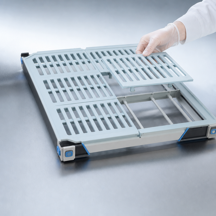 Product image #3 for MetroMax i 54" x 18" Blue Vented Polymer Shelf with Open Grid Mats