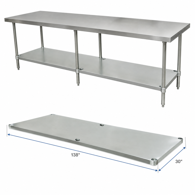 Product image #3 for Advance Tabco Galvanized Steel Work Table Undershelf for 144-Inch W x 36-Inch D Tables