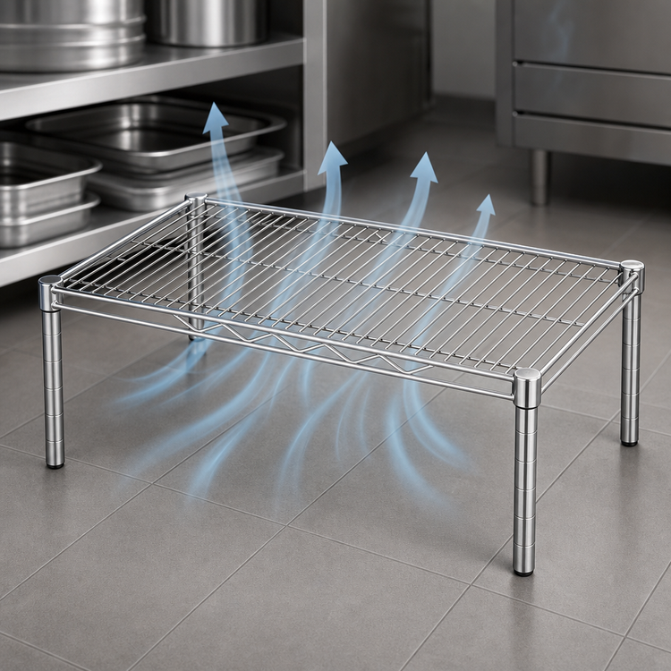 Product image #3 for Metro Super Erecta Chrome-Plated Open Wire Dunnage Rack Platform, 36 x 21 x 14-1/2 Inches