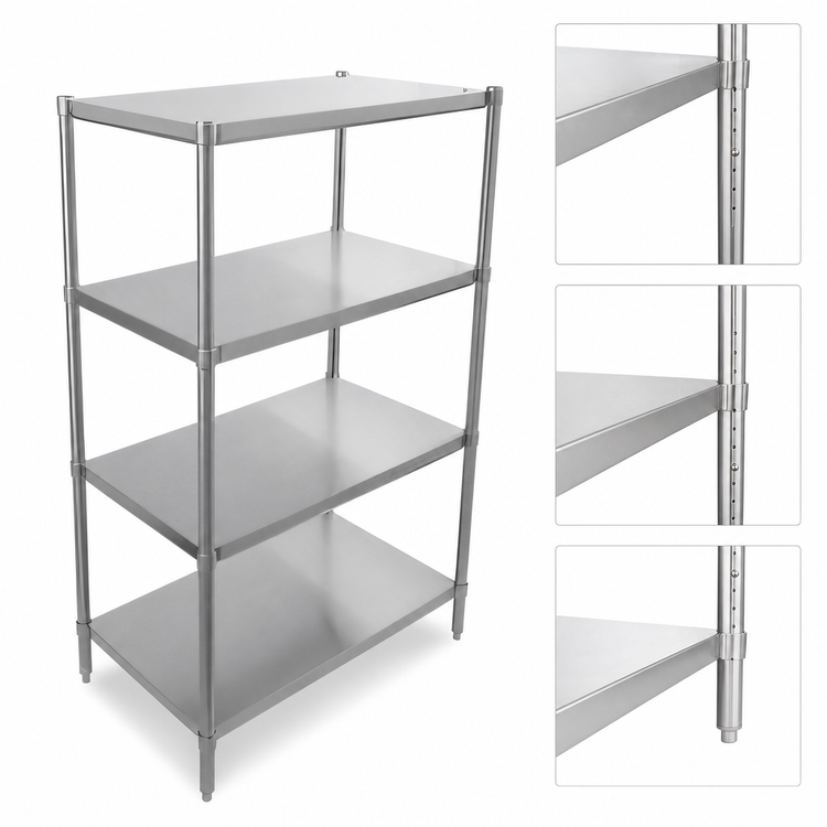 Product image #3 for John Boos Stainless Steel Dry Storage Shelving Unit with 4 Adjustable Shelves, 42W x 24D x 72H