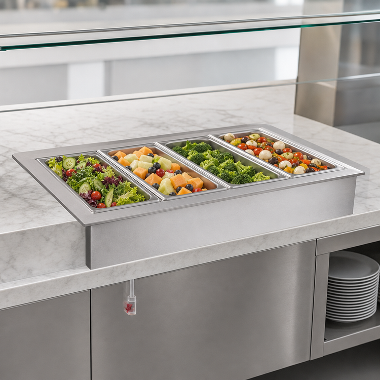 Product image #3 for Vollrath 4-Pan Short-Side Non-Refrigerated Cold Pan Drop-In with 8-Inch Deep Well