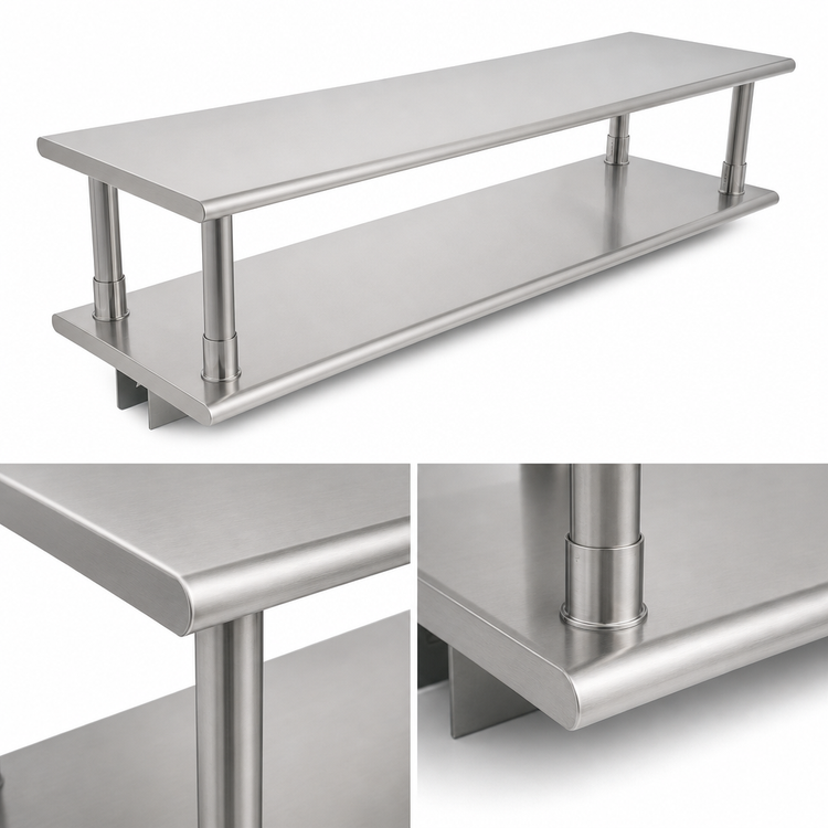 Product image #3 for Eagle Group Pass-Thru Shelf with Overshelf, 144-Inch W x 24-Inch D, 304 Stainless Steel