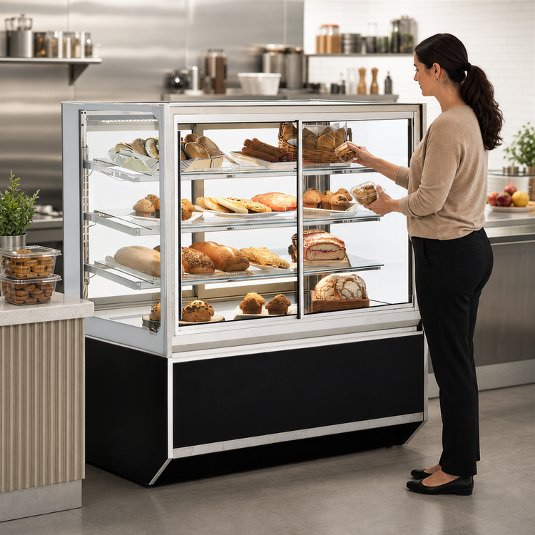 Product image #3 for Italian Glass 60-Inch Non-Refrigerated Self-Serve Pastry Display Case with Sliding Glass Doors