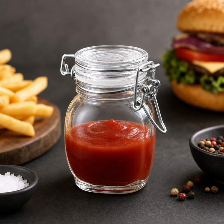 Product image #3 for American Metalcraft 3.5 oz Clear Glass Mini Mason Jar Condiment Jar with Hinged Lid