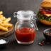 Thumbnail image #3 for American Metalcraft 3.5 oz Clear Glass Mini Mason Jar Condiment Jar with Hinged Lid