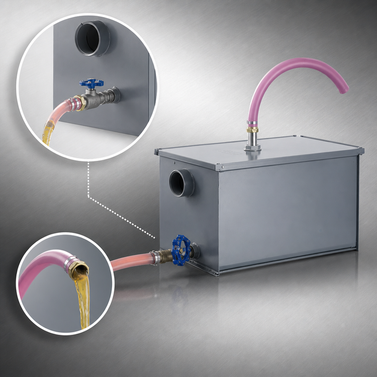 Product image #3 for Dormont WD-35-A Semi-Automatic Draw-Off Grease Interceptor, 35 GPM, 70 lb Capacity, 3-Inch Threaded Connections