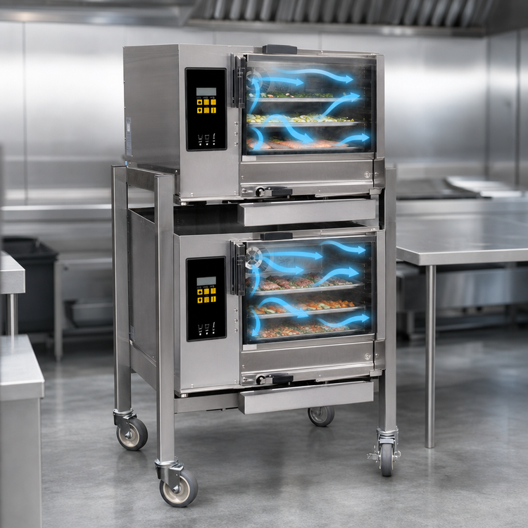 Product image #3 for AccuTemp Evolution Double Compartment Boilerless Convection Steamer with Stand, 6 kW Electric
