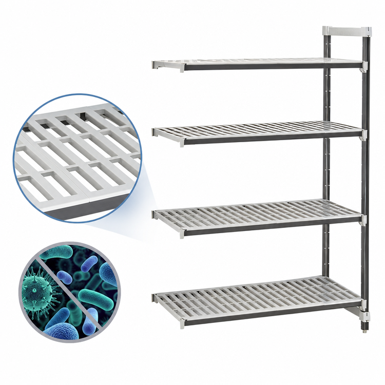 Product image #3 for Cambro Camshelving Elements XTRA 42-Inch Wide x 24-Inch Deep x 72-Inch High 4-Shelf Vented Stationary Add-On Polymer Shelving Unit