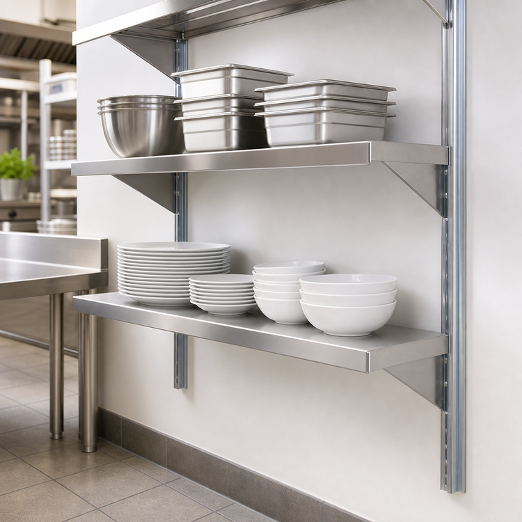 Product image #3 for Eagle Group 72-Inch NSF Wall-Mounted Cantilevered Shelving Standard Upright, Aluminum