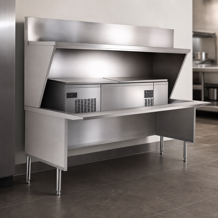 Product image #3 for La Rosa Refrigeration Open-Front Modular Equipment Enclosure Stand, 66 x 30 x 36 Inches, 304 Stainless Steel