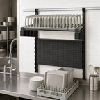 Thumbnail image #3 for Cambro Camshelving® Elevation EWSDRY1836480 Wall-Mounted Plate Drying Rack Starter Unit, 18 x 36 Inches, 20 Slots, Speckled Gray