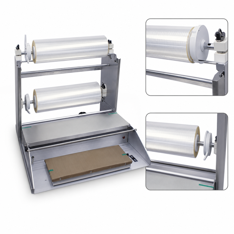 Product image #3 for Countertop Food Wrapping Machine with Two-Roll Mounting Axle and 6 x 15 Inch Hot Plate