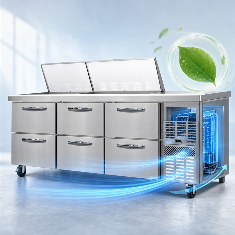 Product image #3 for Continental Refrigerator RA93N27M-D 93 Inch 27-Pan Refrigerated Sandwich Prep Table with Drawers