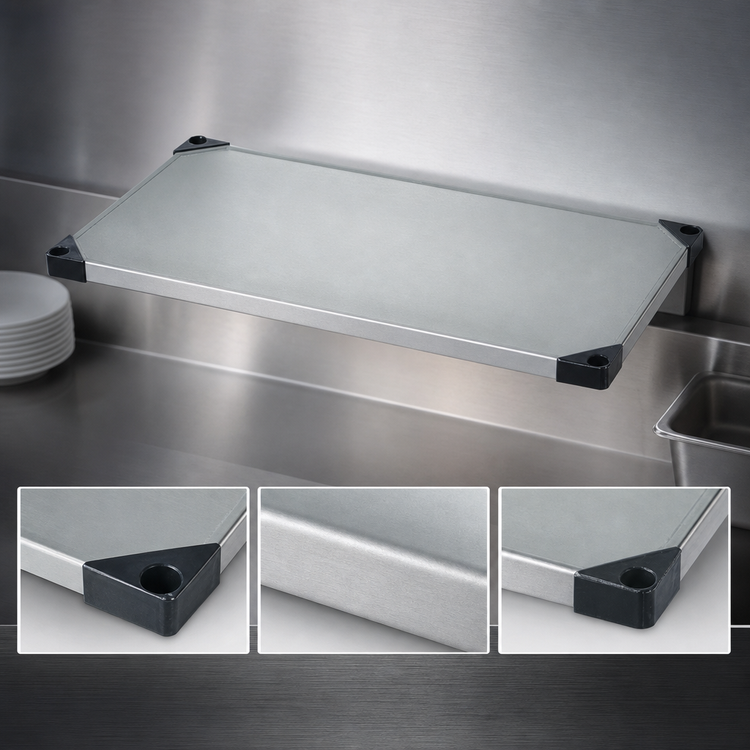 Product image #3 for Quantum 54"W x 21"D Solid 304 Stainless Steel Shelf with Marine Edge