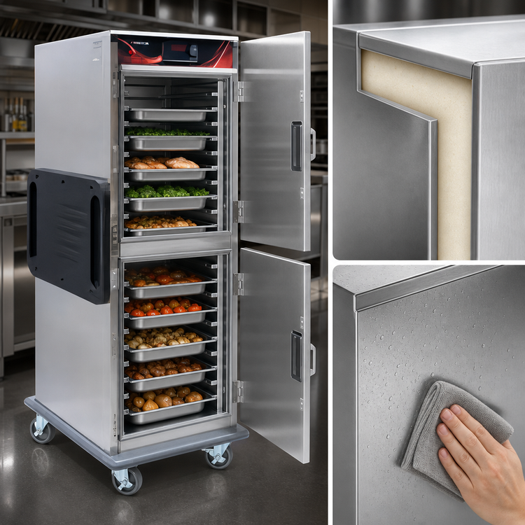 Product image #3 for Mobile Insulated Heated Holding Cabinet with Dutch Doors and 12-Set Pan Slides