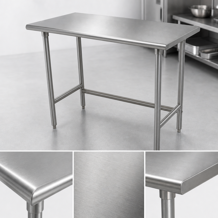 Product image #3 for Advance Tabco 60-Inch x 24-Inch 16-Gauge 304 Stainless Steel Flat Top Work Table with Open Base