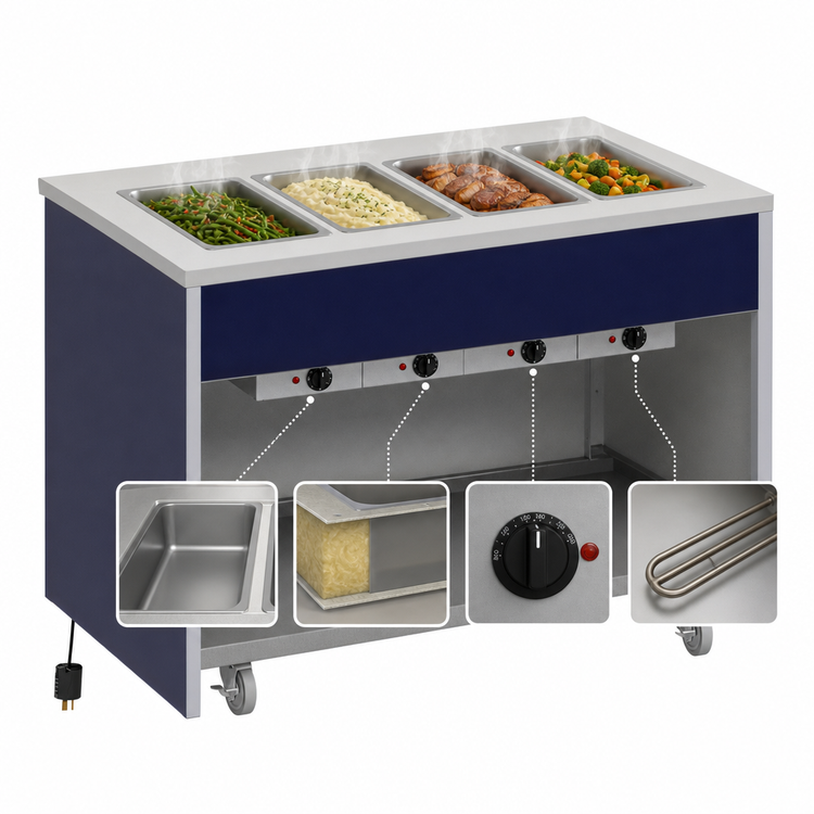 Product image #3 for Atlas Metal INFIH-4 Mobile Hot Food Unit with (4) 12" x 20" Wells