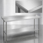 Thumbnail image #3 for Duke Manufacturing 316S-24144-2R Stainless Steel Work Table, 144 x 24 Inches, 16-Gauge 300-Series Top, 1-1/8-Inch Riser, Undershelf