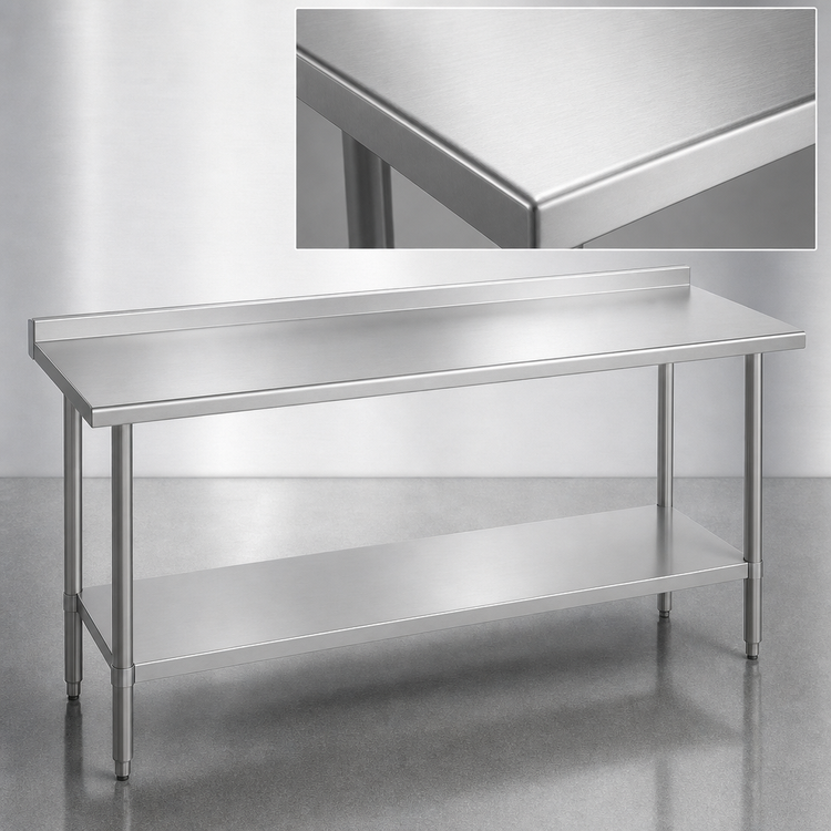 Product image #3 for Duke Deluxe 316 Series Stainless Steel Work Table with 1-1/8-Inch Riser, 24-Inch Deep x 144-Inch Long