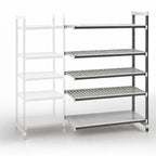Thumbnail image #3 for Cambro Camshelving® Elements EXA212484VS5480 5-Shelf Composite Add-On Shelving Unit, 21"D x 24"W x 84"H, Vented & Solid, Gray