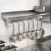 Thumbnail image #3 for Omcan Wall-Mounted Stainless Steel Pot Rack Shelf with 9 Hooks, 12 x 48 Inches