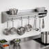 Thumbnail image #3 for Eagle Group 96-Inch x 10-Inch Wall-Mounted Stainless Steel Wall Shelf with Pot Rack and Removable Hooks