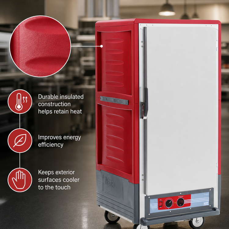 Product image #3 for Metro C5 3 Series 3/4 Height Heated Holding Cabinet with Solid Door and Fixed Wire Slides, Red