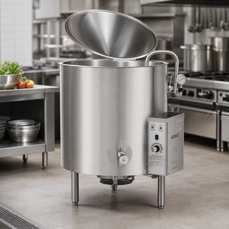 Product image #3 for AccuTemp Edge Series 20 Gallon Gas Stationary Kettle with Full Jacket and 316 Stainless Steel Liner