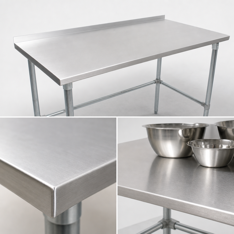 Product image #3 for John Boos Stallion 84-Inch W x 24-Inch D Stainless Steel Top Work Table with 1-1/2-Inch Rear Backsplash and Galvanized Base