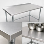 Thumbnail image #3 for John Boos Stallion ST6R1.5-2484GBK 84-Inch Stainless Steel Work Table with 16-Gauge 300-Series Top, Backsplash, Safety Edge, and Galvanized Base